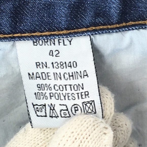 Born Fly Mens Jean Shorts Factory Fading Raw Hem Fringe Distressed Blue Sz 42 - Picture 11 of 11